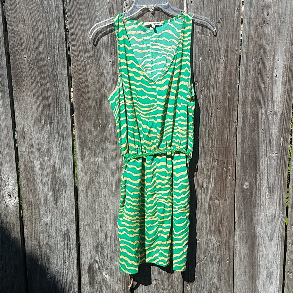 Collective Concepts Belted Green Striped Dress